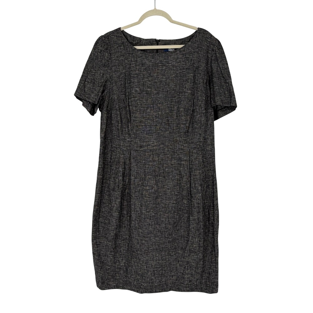 ASOS‎ Womens Grey Linen Blend Short Sleeve Sheath Work Dress USA 16